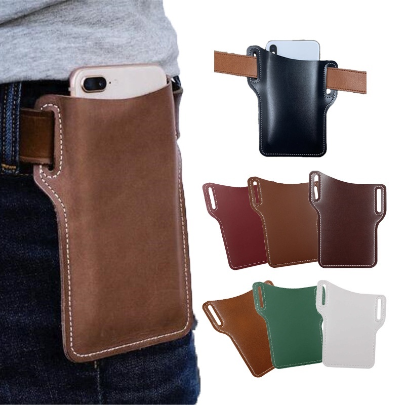 Men's Outdoor Waist Hanging Mobile Phone Bag Anti-loss Waterproof PUMobile Phone Protective Case Vertical Men's Waist Bag Tactical Bag
