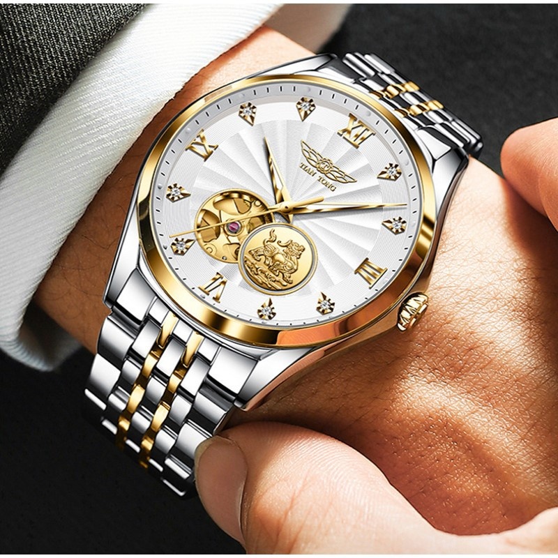 Fully Automatic Hollow-out Steel Belt Calendar Glow-in-the-dark Waterproof Men's Business Mechanical Watch