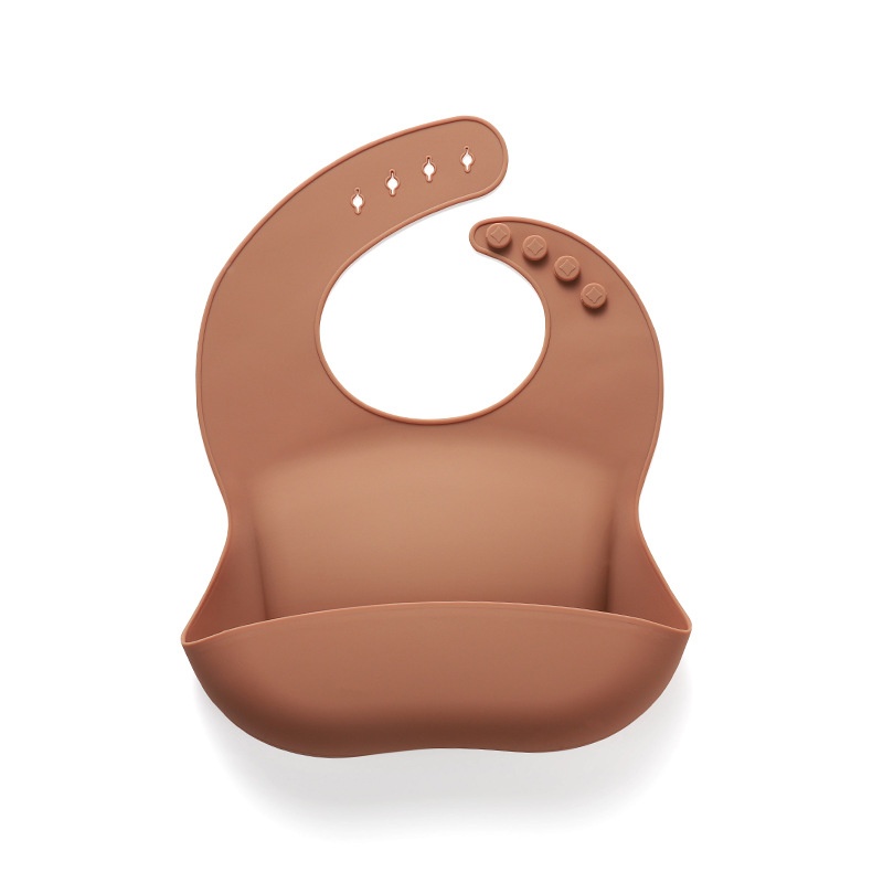 Style Three-dimensional Baby Silicone Bib Saliva Towel Large Size Mother And Baby Products Solid Color Waterproof Silicone Rice Pocket