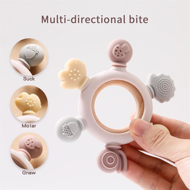 Forest Pattern Teether Baby Teething Stick Baby Silicone Chew Toy Soothing Boiled Anti-sucking Artifact