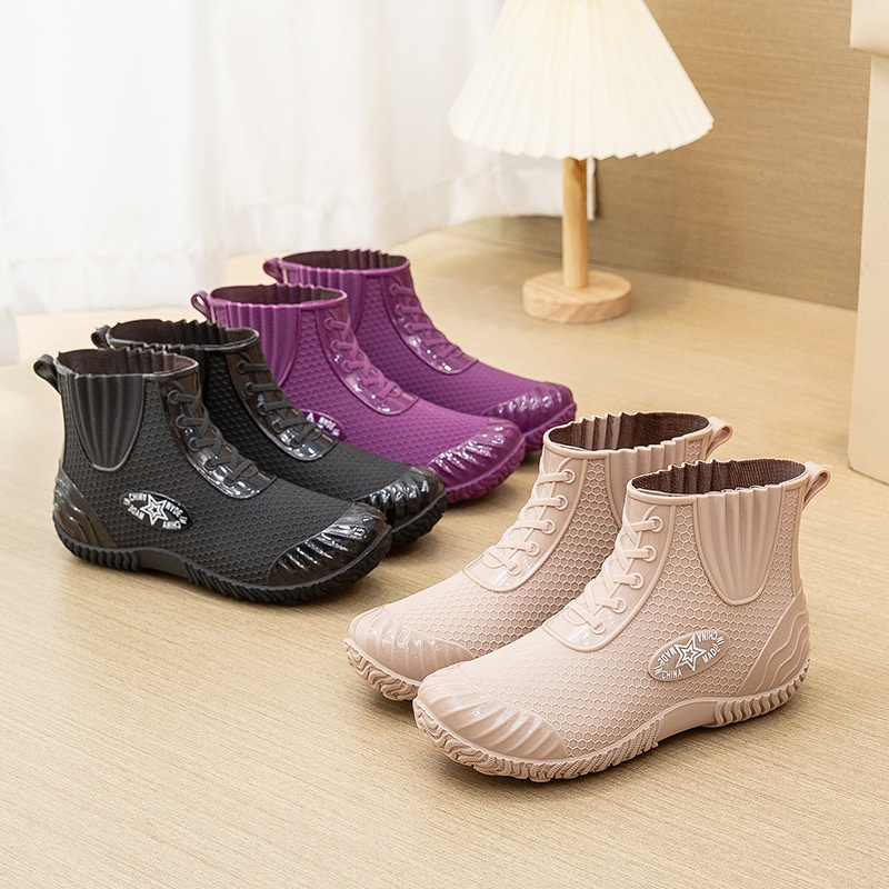 Style Rain Boots For Women,Adult Fashion,Short-tube Plus Velvet,Warm Rain Boots,Non-slip,Lightweight And Waterproof Shoes,Kitchen Rubber Shoes