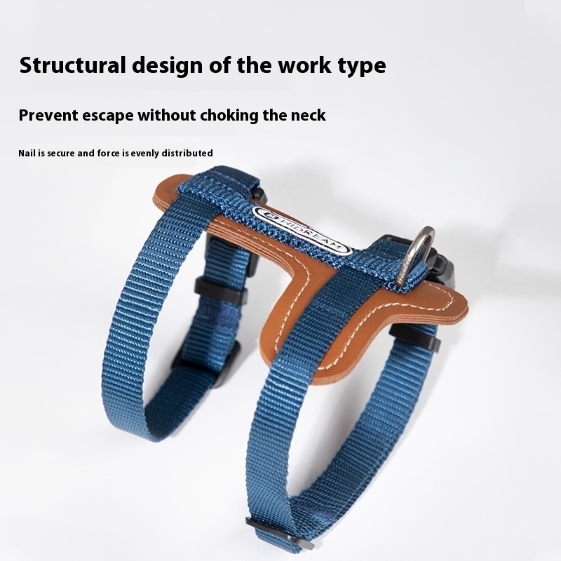 Hi D R E A M Bobo Leather Cat Harness Set Adjustable I-shaped Anti-breakaway Vest-style Cat Leash