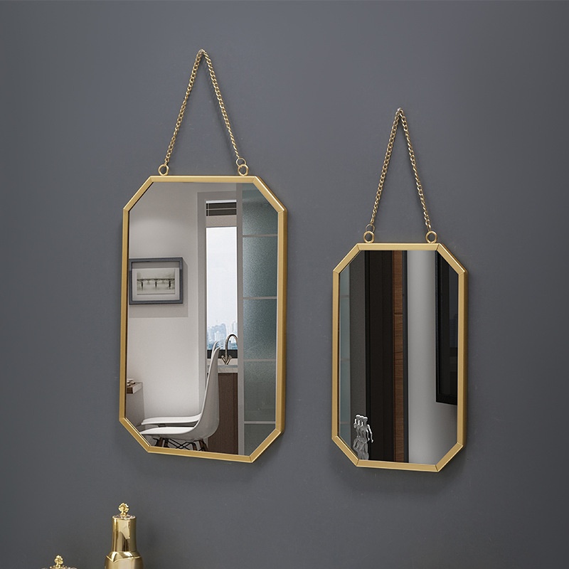 Nordic Style Iron Square Wall Mirror Bathroom Bathroom Dormitory Mirror Wall-mounted Washbasin Wall-mounted Makeup Mirror