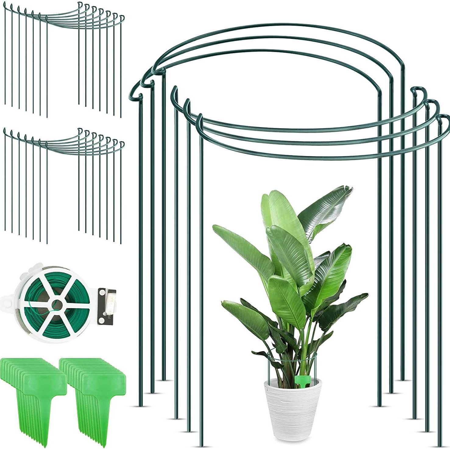 Flower Pillar Plant Stake Flower Support Garden Support Pillar Semicircular Metal Gardening Plant Support Ring Support Stake