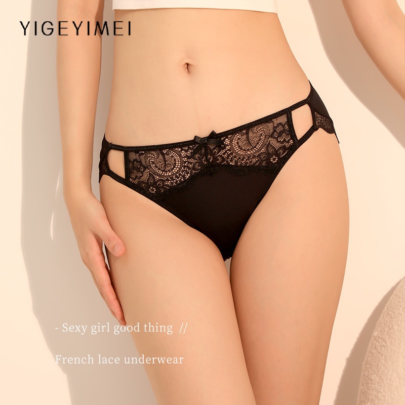 Lace Panties For Women,Pure Cotton Crotch,Antibacterial Pure Desire Ice Silk Briefs,Low Waist,Sexy Girl Style,Summer Thin Style