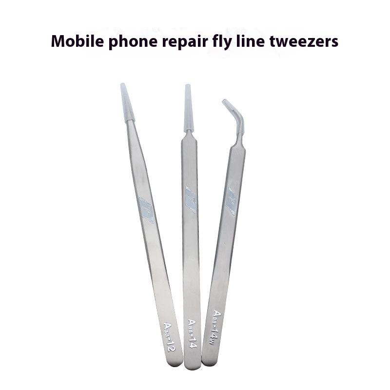 Extra Long Pointed Elbow Mobile Phone Repair Fingerprint Fly Line Tweezers Hardened Stainless Steel Handmade DIYTools