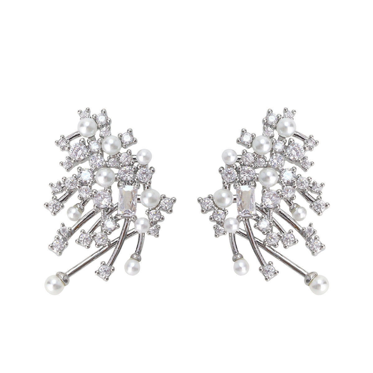 [Liu Yifei Rose ] HEFANG Where Bright Nebula Earrings Light Luxury Elegant Pearl Silver Earrings