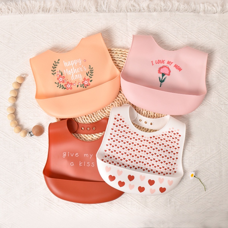 Baby Eating Bib Children's Bib Baby Food Bib Silicone Eating Bib Mother's Day