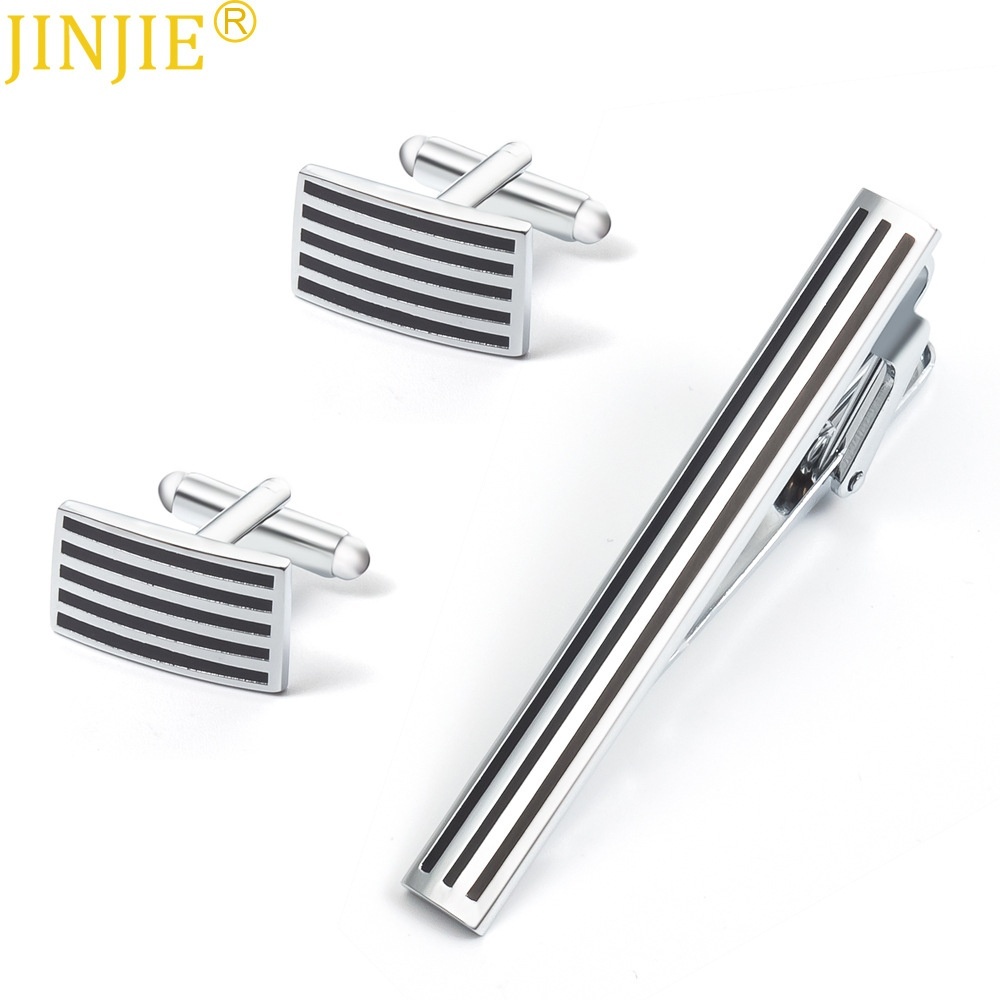 Foreign Trade Fashion Metal Tie Clip Cufflinks Set French Shirt Cufflinks Tie Clip Set