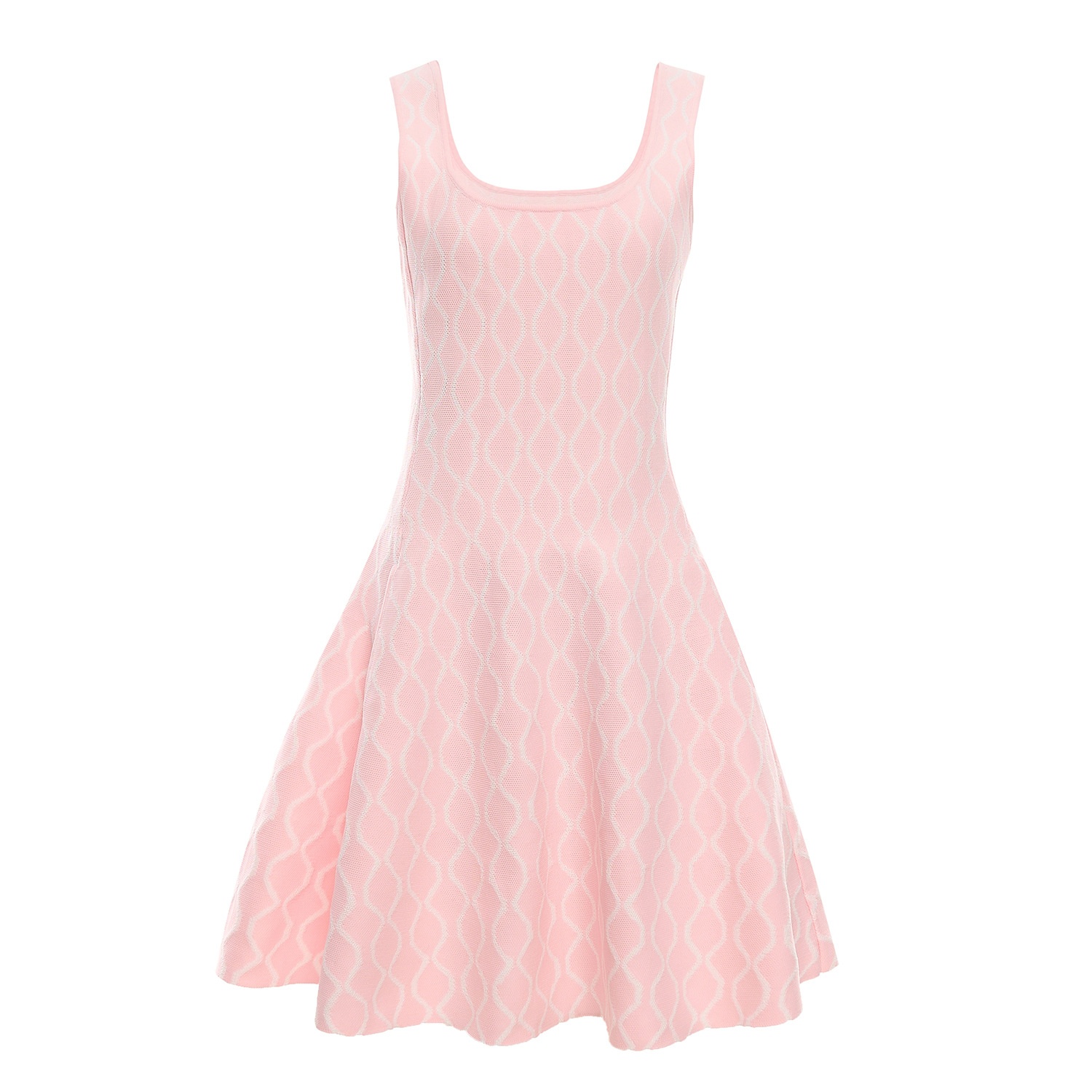 French-style Square Neckline Elegant Pink Knit Dress, Youthful And Sweet