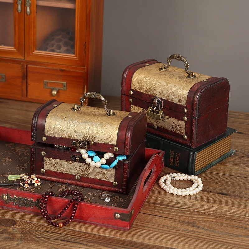 Classic Wooden Desktop Lock Collection Password Box Household Sundries Storage Box Jewelry Storage Box