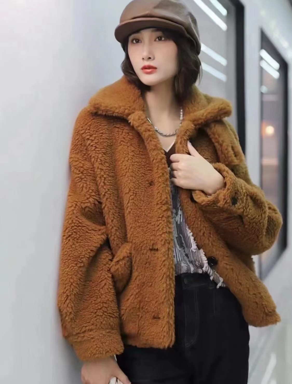 ICXiaohe Strongly Recommends Domestic Camel Wool Shearling Teddy Jacket Fur Coat Autumn And Winter