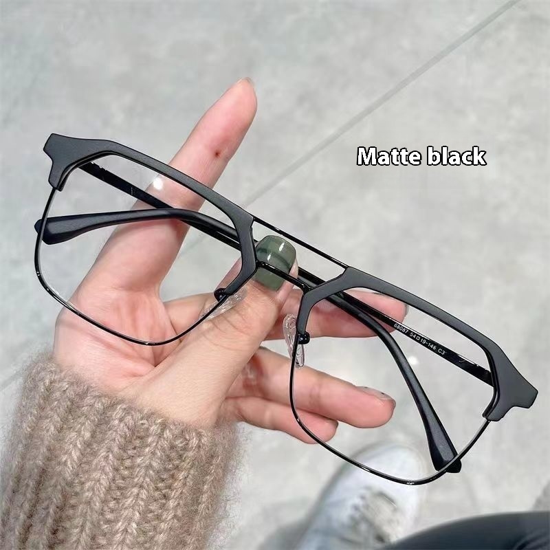 Myopia Glasses For Men,Handsome Double Beam Half Frame,Can Be Matched With Degrees,Anti-blue Light,Anti-optical Eye Protection,Flat Light Frame For Women