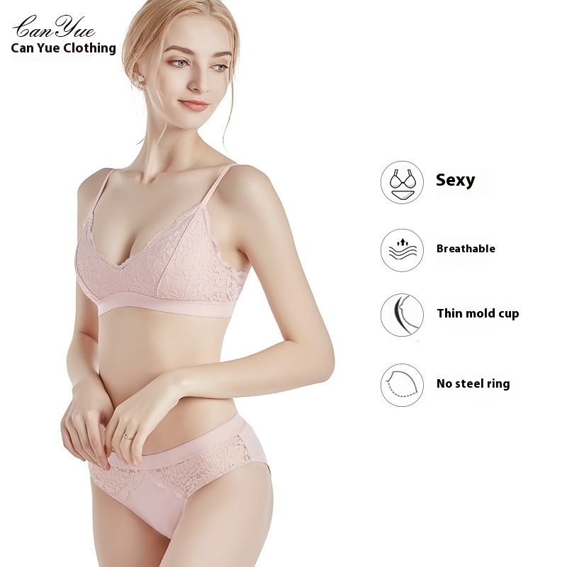 Style Lace Thin Bra Set French Soft Girl Underwear Without Steel Ring Comfortable Bra Set