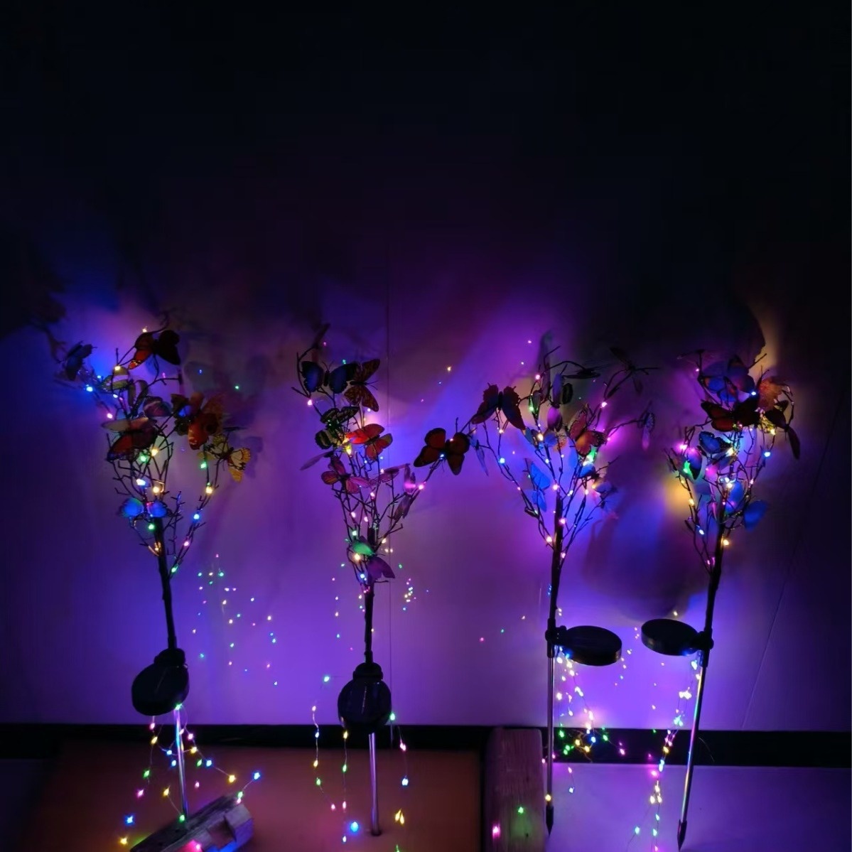 Solar Four-color Butterfly Tree Light Butterfly Lawn Light Garden Decoration Light Outdoor Ground Light
