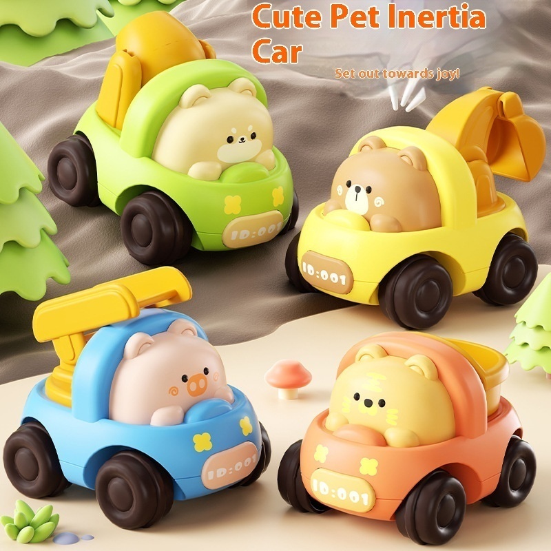 Children's Moe Fun Inertia Engineering Vehicle Excavator Sliding Animal Vehicle Toy Car Playground Small Gift Direct