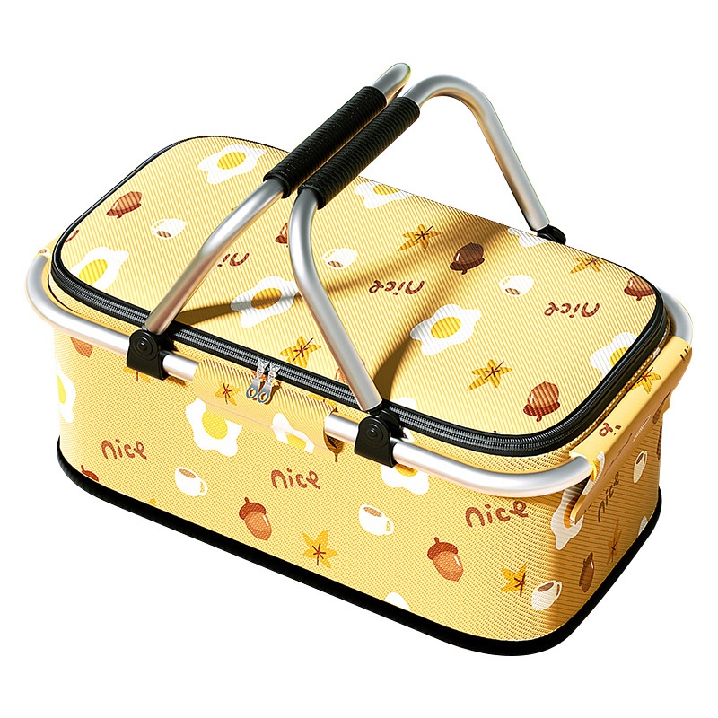 Picnic Basket Outdoor Picnic Thermal Ulation Camping Foldable Thickened Portable Basket Picnic Internet Celebrated Storage Basket