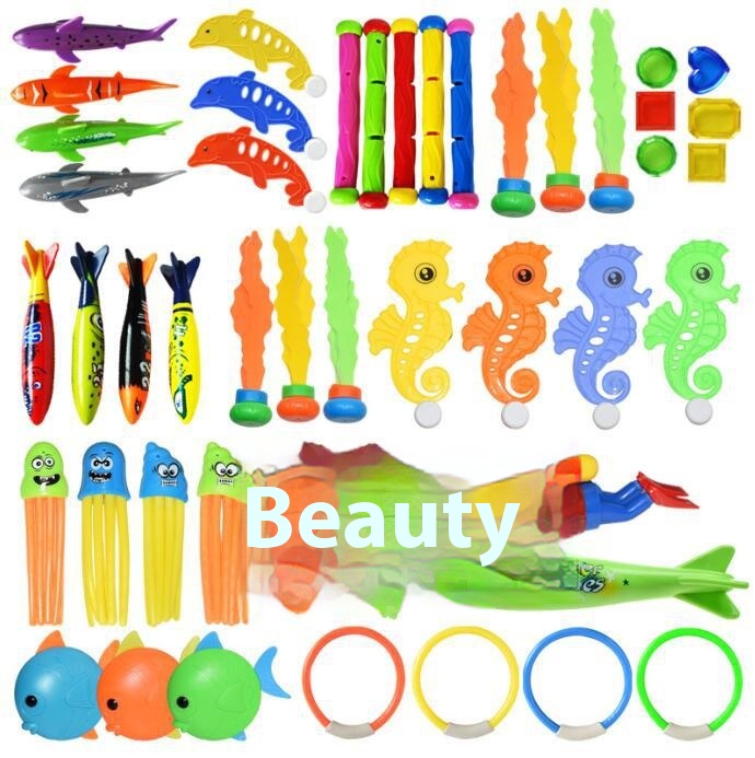 Pool Diving Toys Summer Children's Underwater Snorkeling Swimming Pool Toys Sinking Torpedo Diving Ring Diving Toys Set