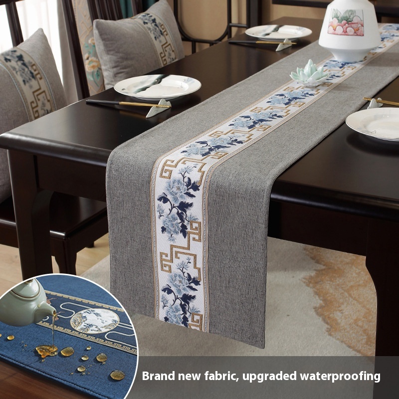 Waterproof Embroidery Chinese Style Table Flag Chinese Style Tea Table Zen Tea Table Fabric Long Table Cloth Cotton And Linen Tea Table Tea Cloth