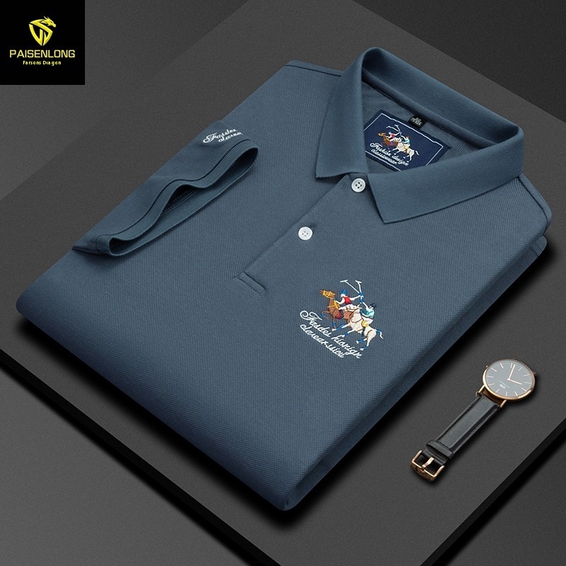 Paisonlong Summer Men's Short-sleeved T-shirt Lapel Polo Shirt Top Men's Shirt Short-sleeved T-shirt Polo