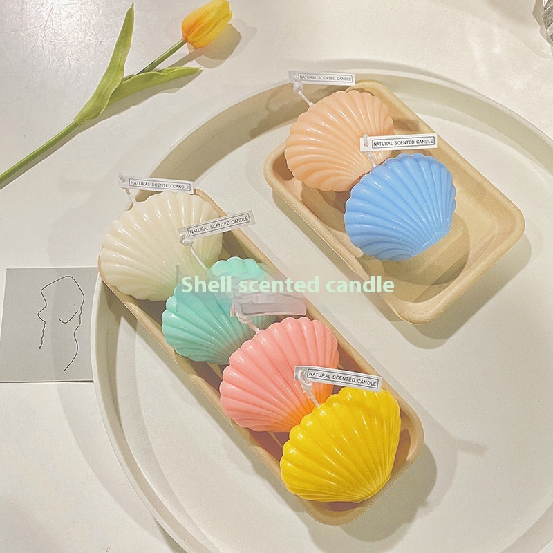Korean Niche Creative Shell Candle Small Fresh Handmade Souvenir Smokeless Aromatherapy Candle Photo Props - 2