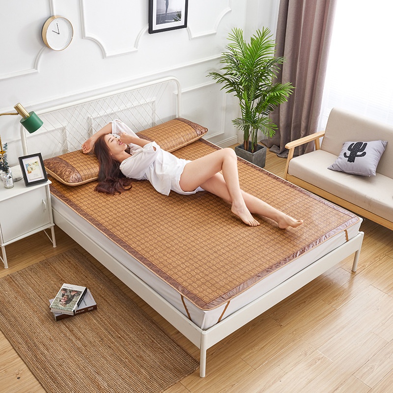 Double-sided Mat1.8m Bed1.5m Rattan Mat Reversible Household Foldable Ice Silk Mat Summer