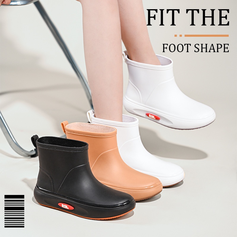 Fashionable Casual Rain Boots For Women Short Tube Warm Water Shoes For Women Going Out Student Rain Boots For Women Work Rubber Shoes For Women