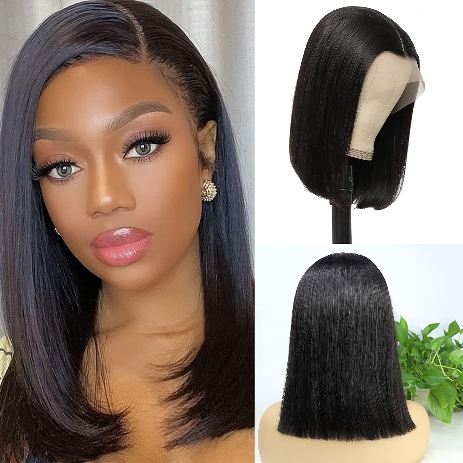 10A Double Drawn Human Hair Bone Straight Human Hair Wig Bob Wig