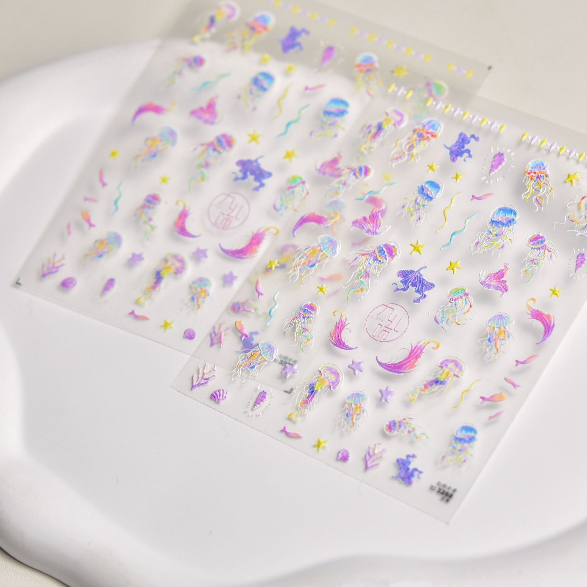Tomoni Relief Nail Stickers Hot Retro Nail Stickers Japanese Fantasy Jellyfish3267