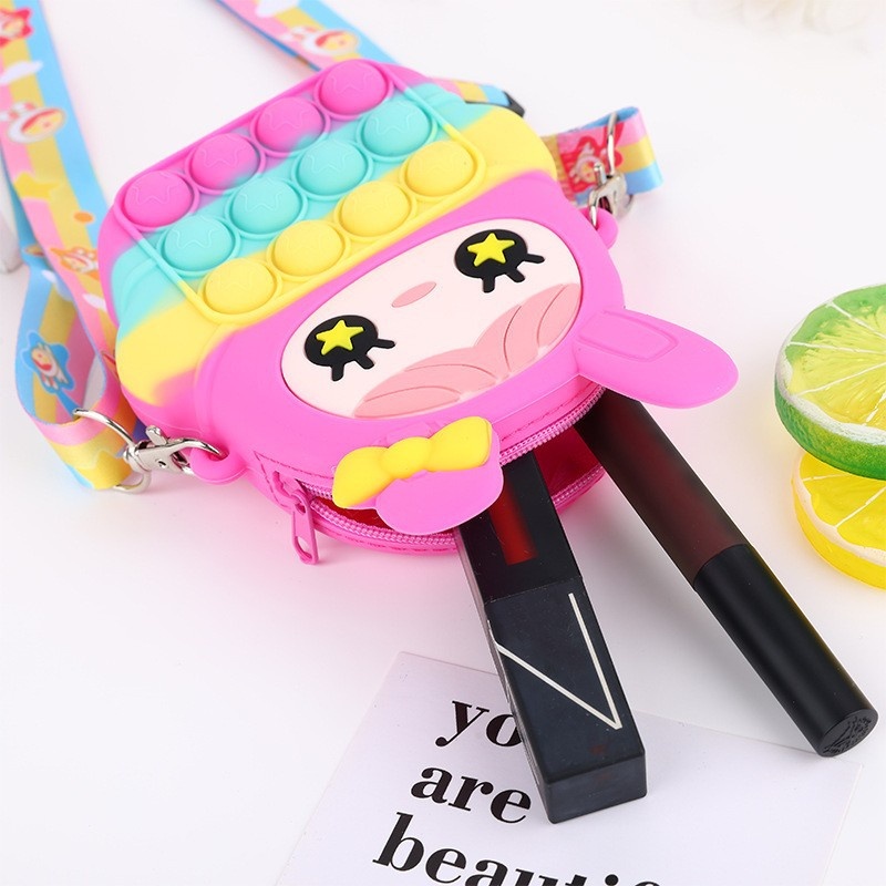 Internet Celebrityy Little Rabbit Cartoon Cute Children's Silicone Coin Purse Lucky Rabbit Princess Bag Girls Shoulder Crossbody