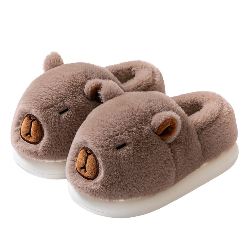 Cute Capybara Cotton Slippers Men's Autumn Home Cute Capybara Non-slip Warm Plush Cotton Slippers Men