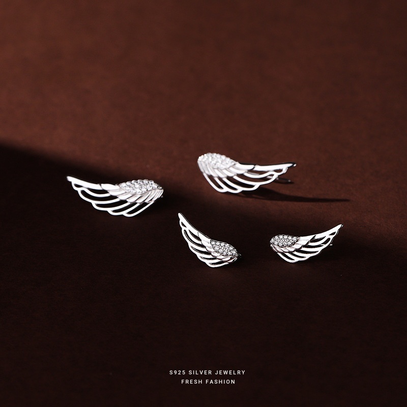 Yun Xiaoshu Sterling Silver S925 Earrings For Girls Angel Wings Ear Clips Wings Ear Hooks Classic Earrings