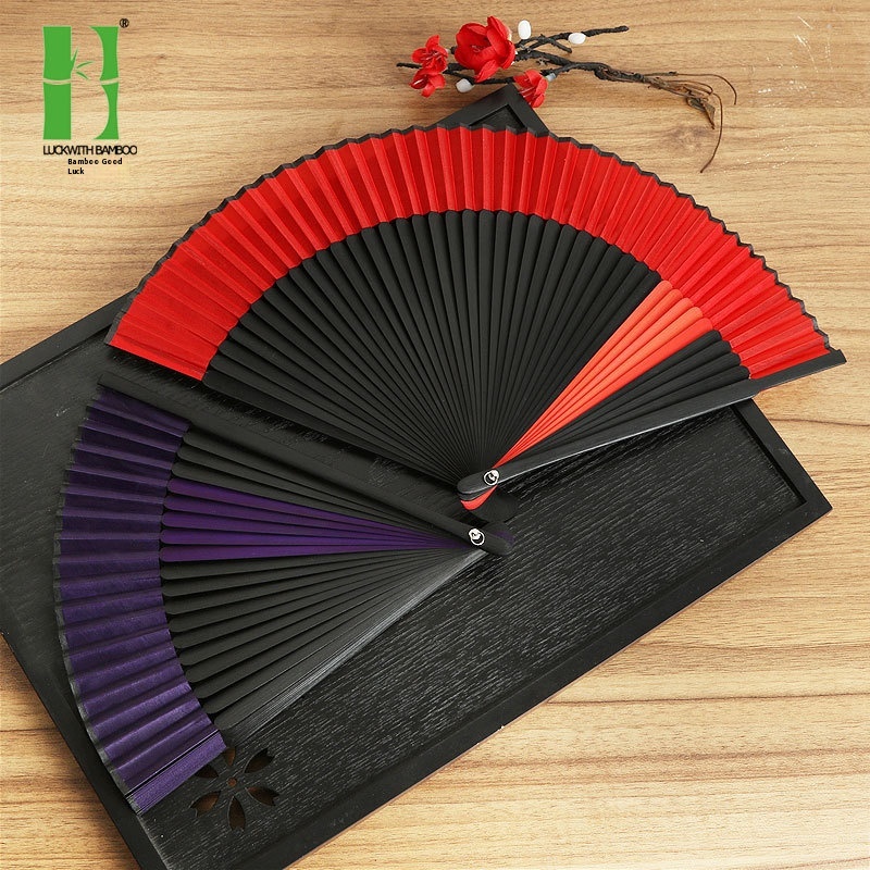 Folding Fan Chinese Style Classical Women's Long Handle Silk Fan Craft Gift Fan Hanfu Dance Ancient Fan Fan