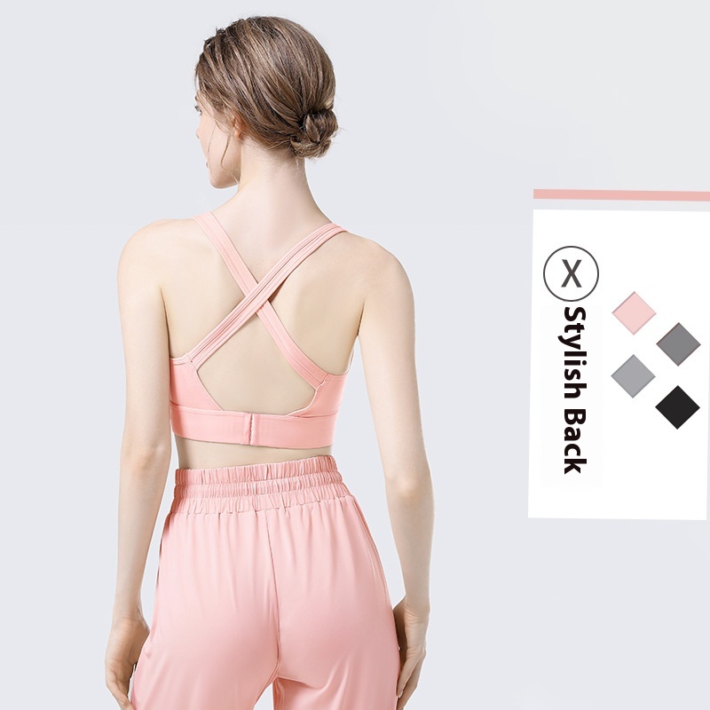 High-strength Sports Bra For Women,Shockproof,Large Chest,Gathered Yoga Vest,Integrated Running Fitness Bra For Outer Wear