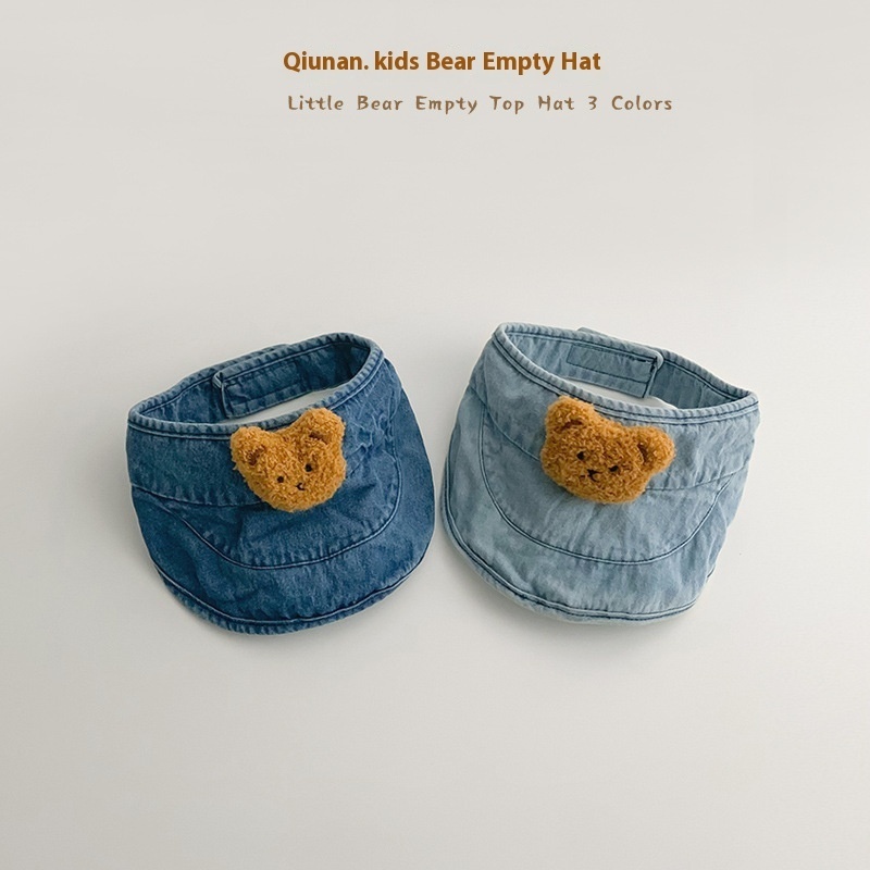 Qiunan Baby Sun Hat Summer Cartoon Boy Girl Baby Hat Denim Empty Top Children's Sun Hat