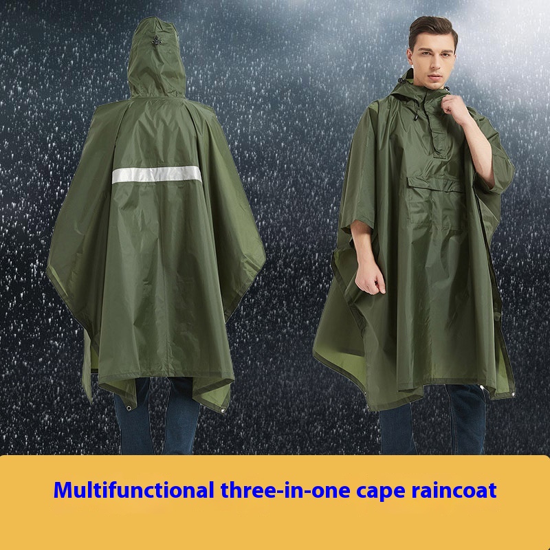 Fashion Cloak Raincoat Three-in-one Camping Tent Outdoor Hiking One-piece Poncho Polyester Cloth Foreign Trade