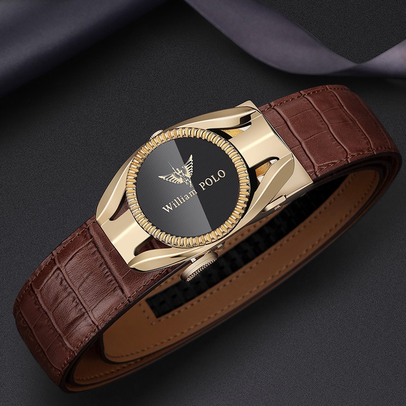 King Paul Belt Men's Leather Belt Business Leather Belt Men's Brand Men's Belt Dial Buckle Belt