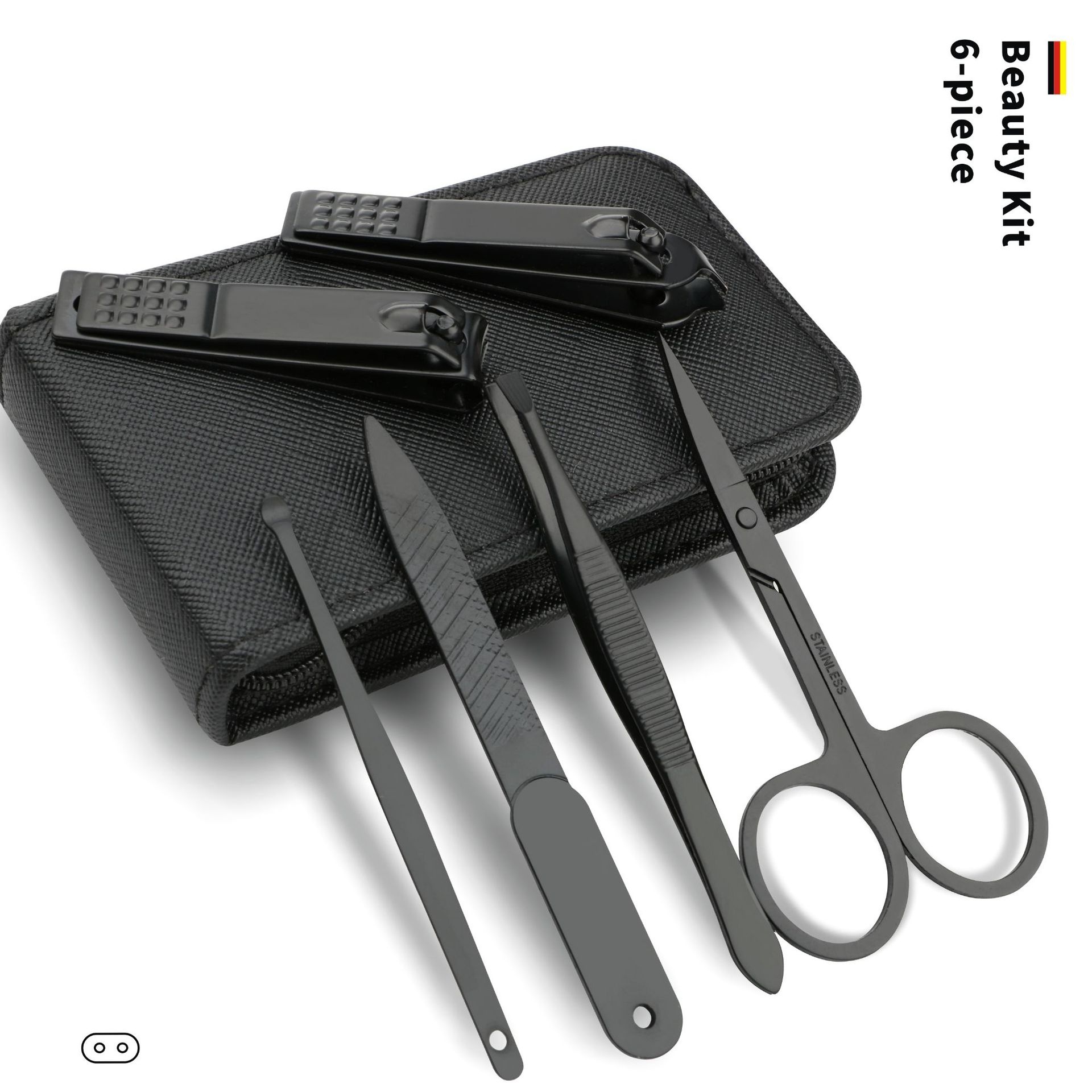 Men's Manicure Set Black Zipper Bag Nail Scissors Home Nail Clippers Set Nail Tools Batch