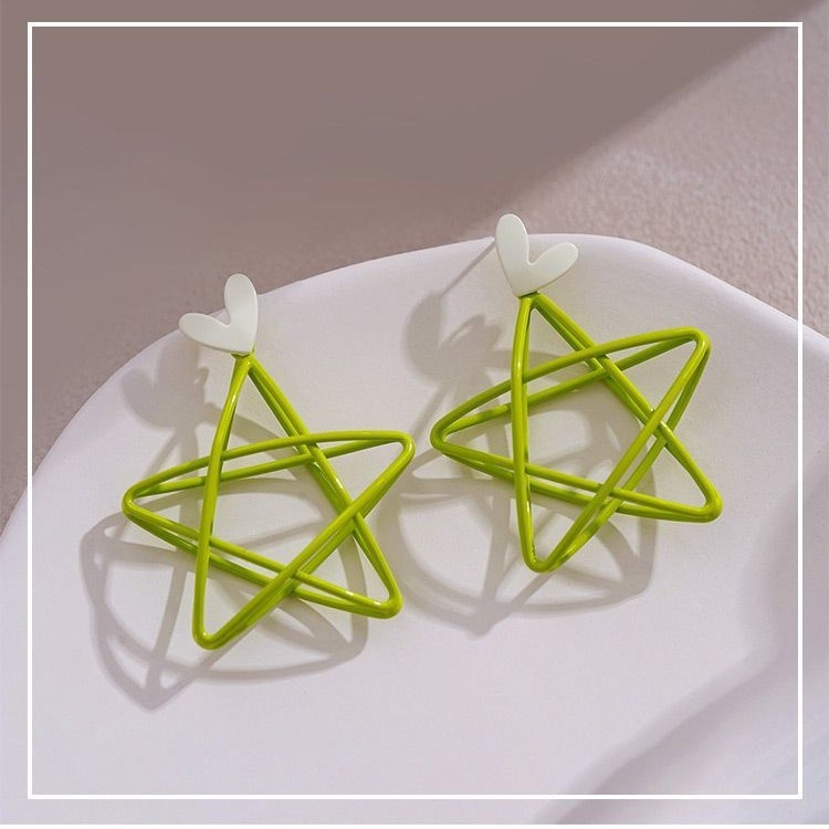 Fresh Hollow Five-pointed Star Blue Love Ear Clip Y Multi-color Simple Design All-match Earless Ear Clip