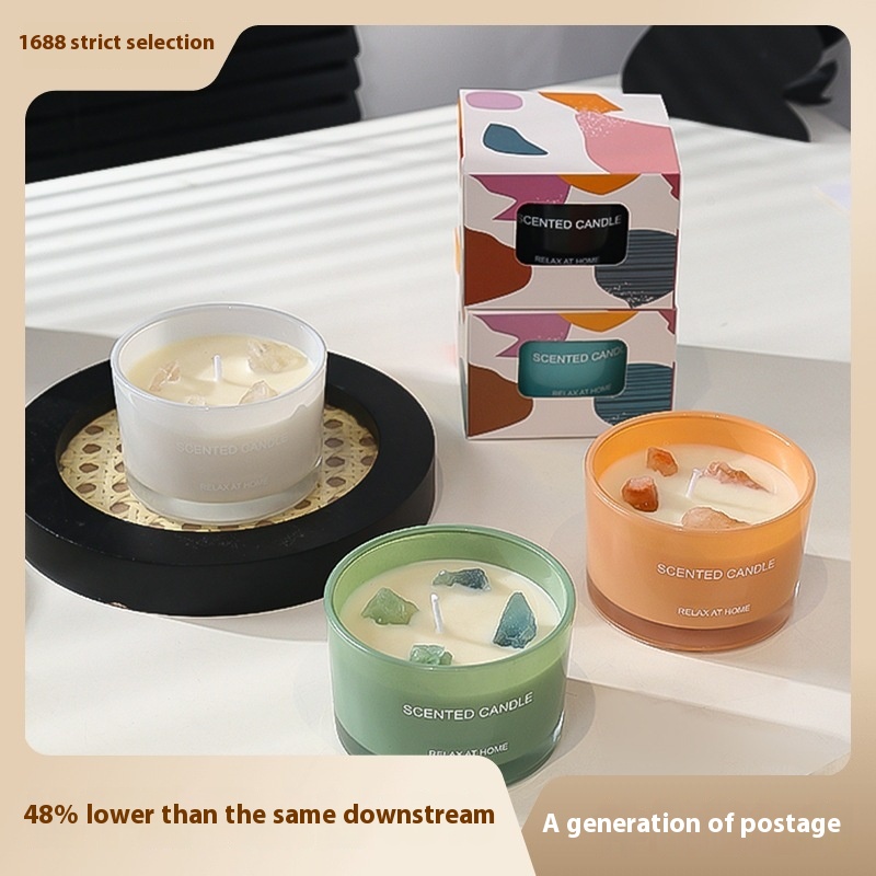 Creative Aroma Soy Wax Crystal Candle Handmade Style Ornaments Crystal Aromatherapy Birthday Decoration Gift - 1