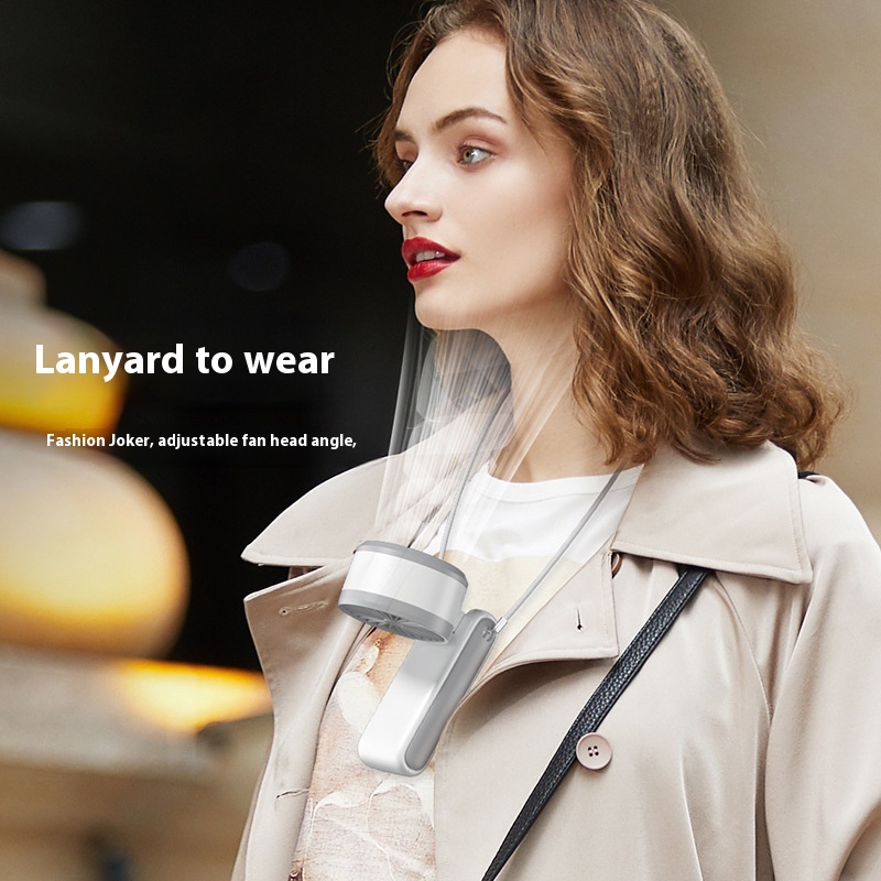 Ice High-speed Fan Semiconductor Refrigeration Handheld Fan Portable Neck Digital Display Folding Fan