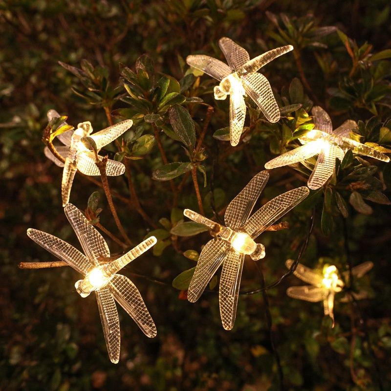 L E D Solar Dragonfly Light String Outdoor Garden Lawn String Light Christmas Holiday Atmosphere Decoration Small Colored Lights