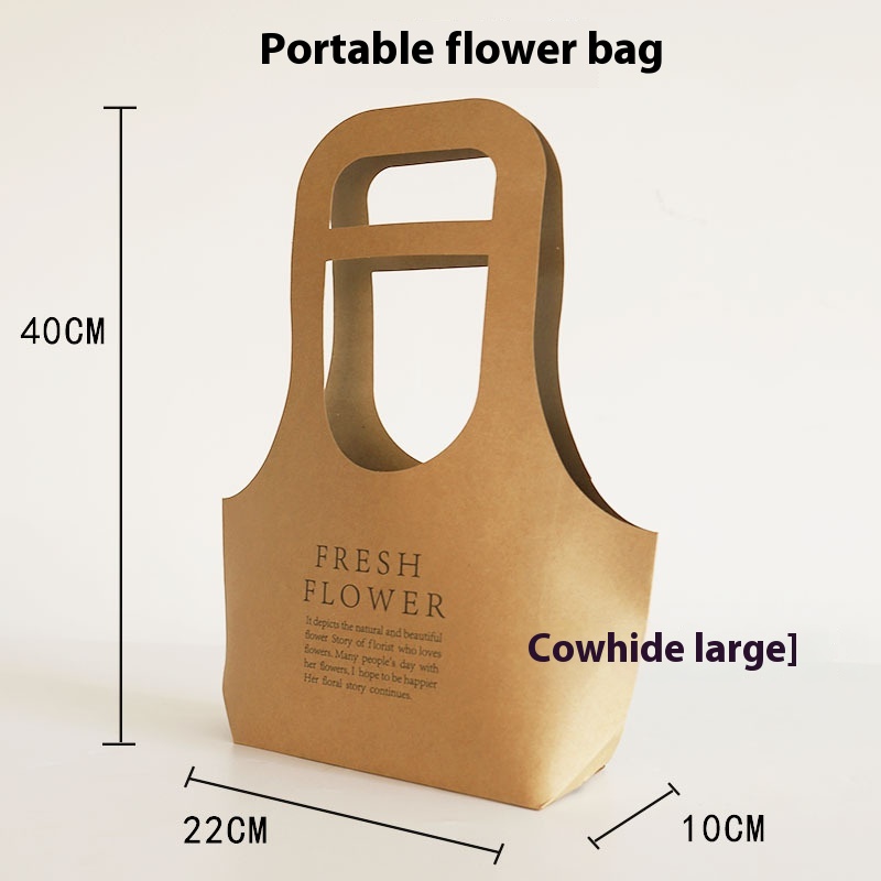 Holiday Letter Flower Handbag Kraft Paper Handbag English Handbag Flower Shop Floral Gift Bag