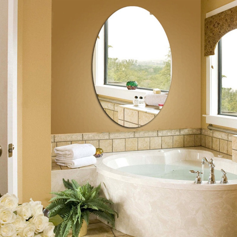 Oval Bathroom Mirror Toilet Wall Wash Face Paste Custom Hand Washing Mirror Wall Hanging Round Hanging Mirror Hanging Piece Washbasin