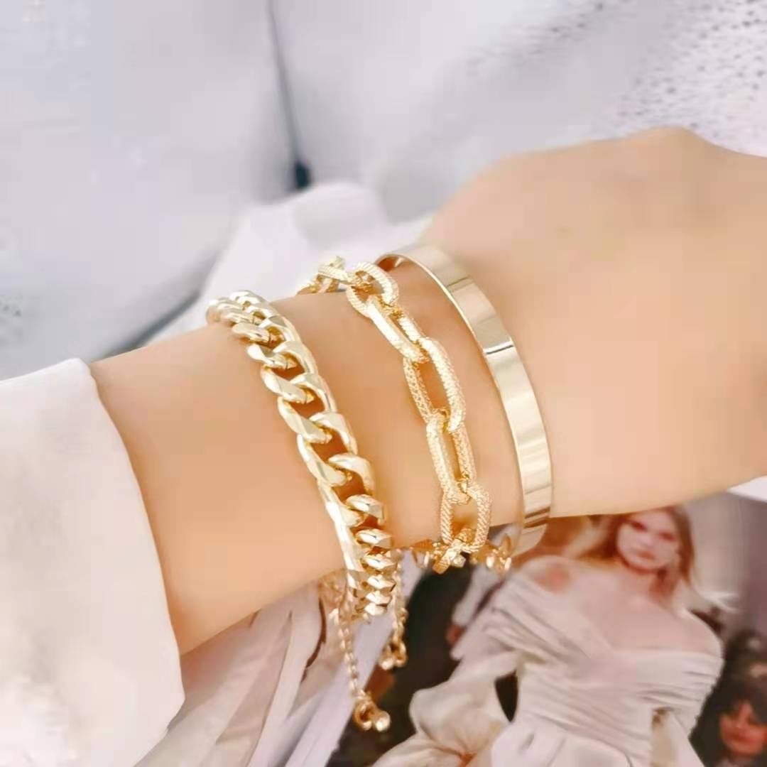 Hip-hop Punk Style Bracelet,Gold-plated Jewelry,Fashion Simple Bracelet Set