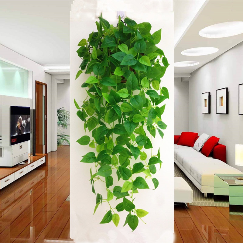 Simulation Of Green Radish Wall Hanging Flower Rattan Green Plant Leaf Vine Green Plant Wall Living Room Decoration Hanging Basket Rattan