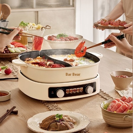 Little Bear Yuanyang Pot Electric Hot Pot DHG-D60 J1 Electric Heating Split5 Minutes And30 Seconds Quick Boiling Cooking Shabu-shabu Pot