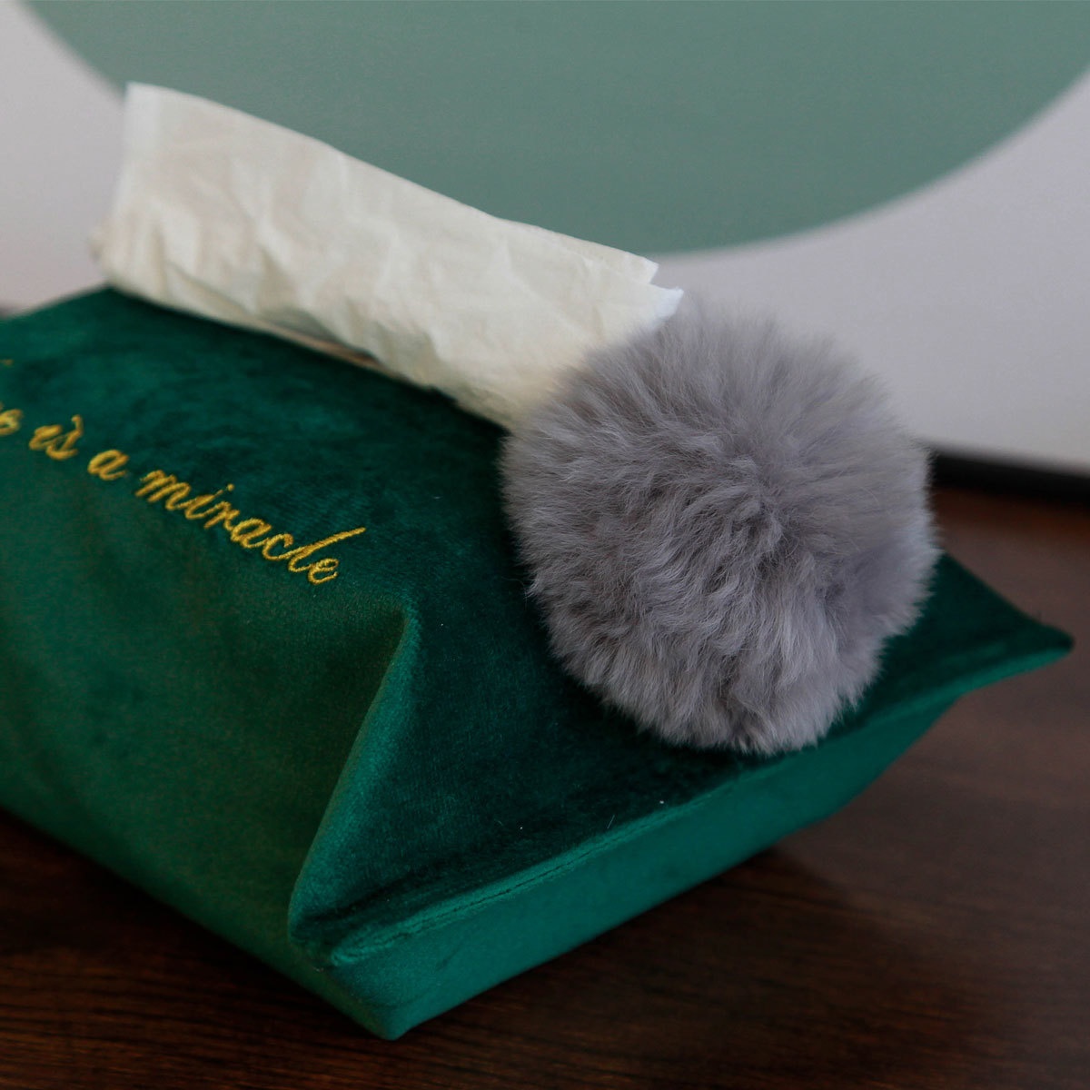 Nordic Dutch Velvet Embroidery Wool Ball Tissue Cover Car Car Home Velvet Velvet Tissue Box Cover