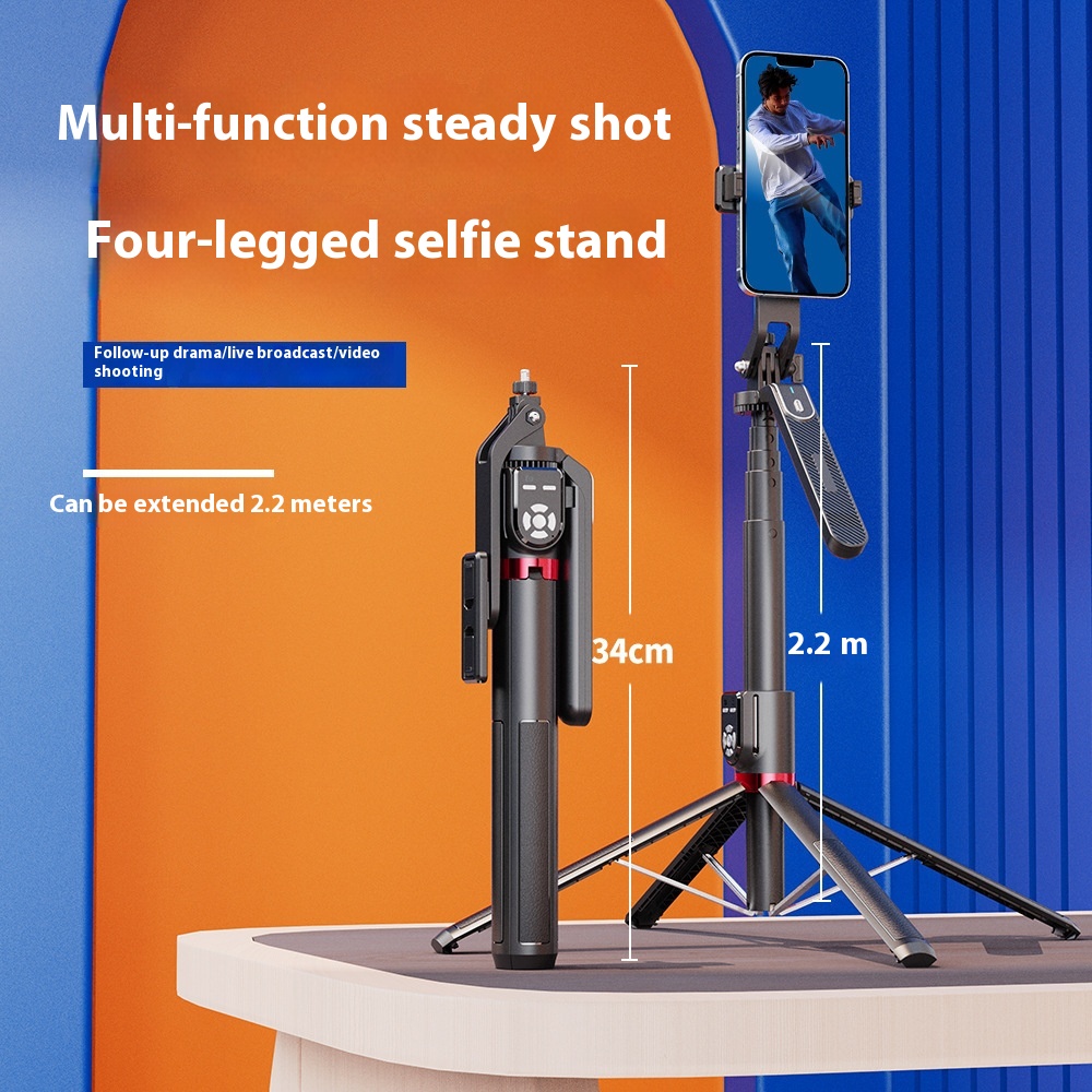 Four-axis] Selfie Stick Tripod Universal Mobile Phone Camera Artifact360 Degree Rotation Multi-function Anti-shake
