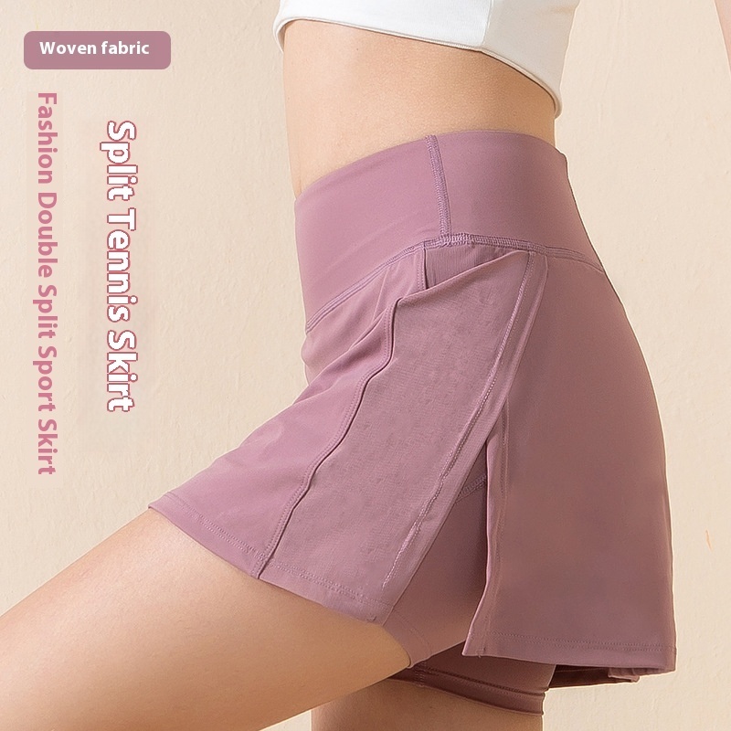 Spring And Summer Slit Tennis Skirt For Women,Slimming,Hip-covering,Anti-embarrassment Yoga Skirt,Quick-drying Fitness Sports Skirt